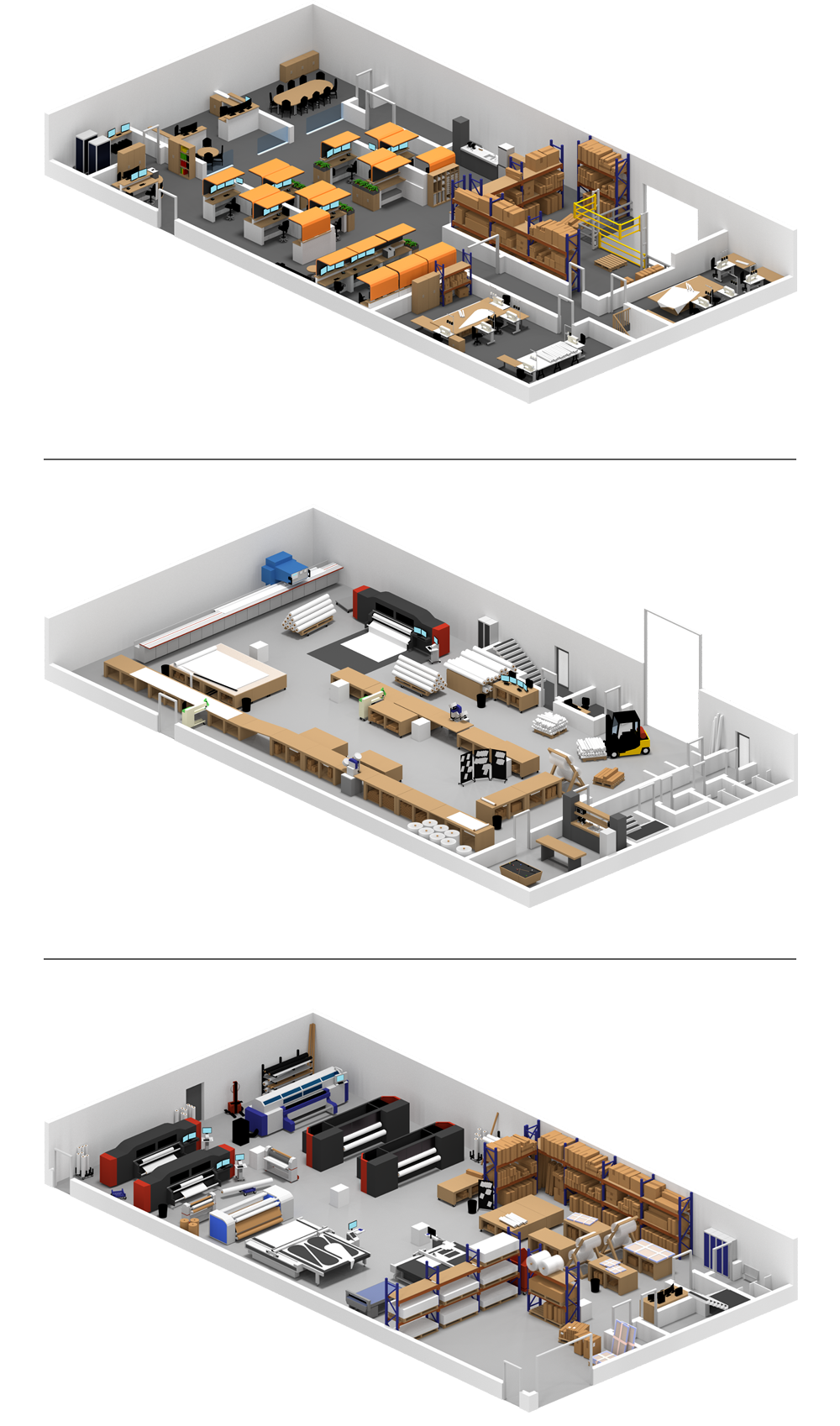 Floorplan of Venture Banners. First floor, ground floor and basement.