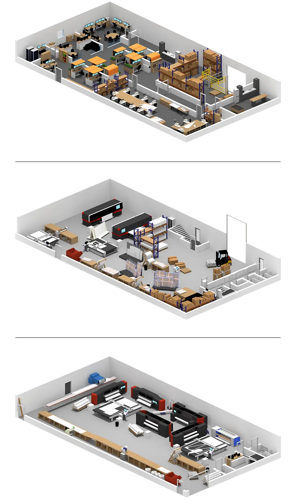 Floorplan of Venture Banners. First floor, ground floor and basement.