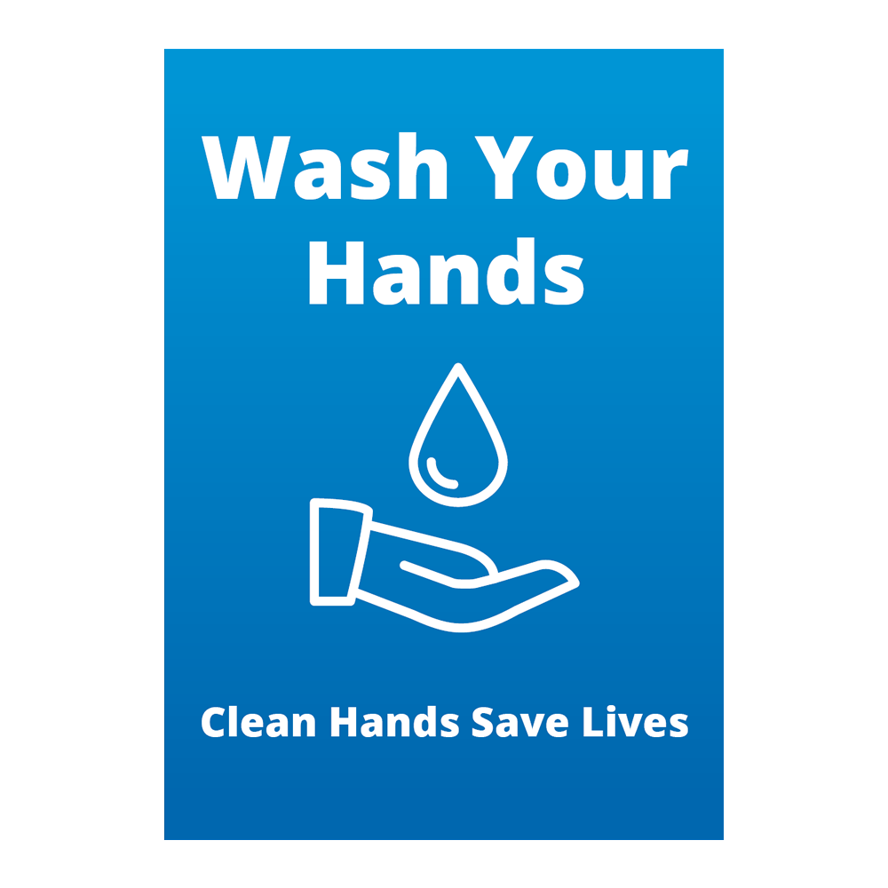 COVID - Sign - Wash Your Hands - Blue