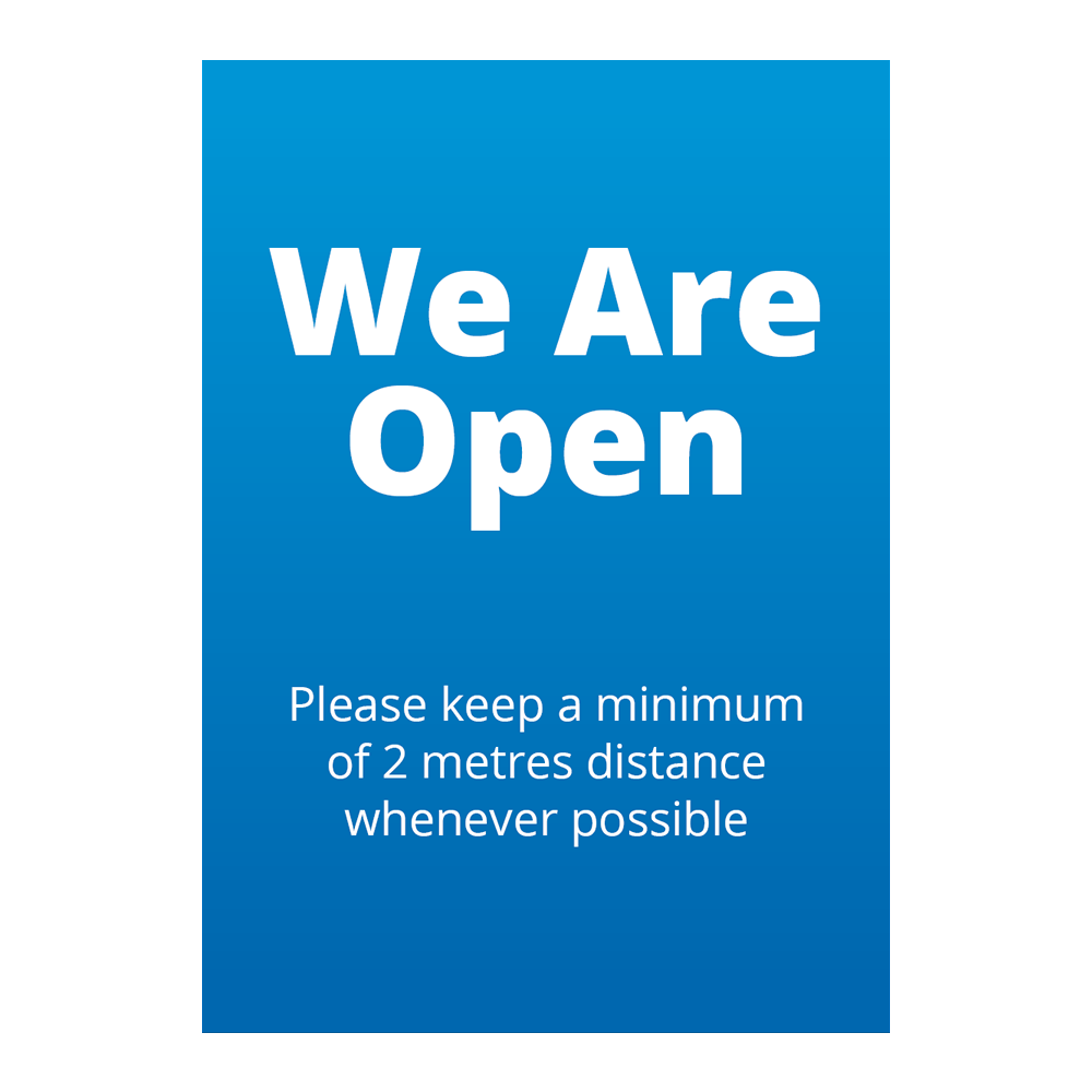 COVID - Sign - We Are Open - Blue