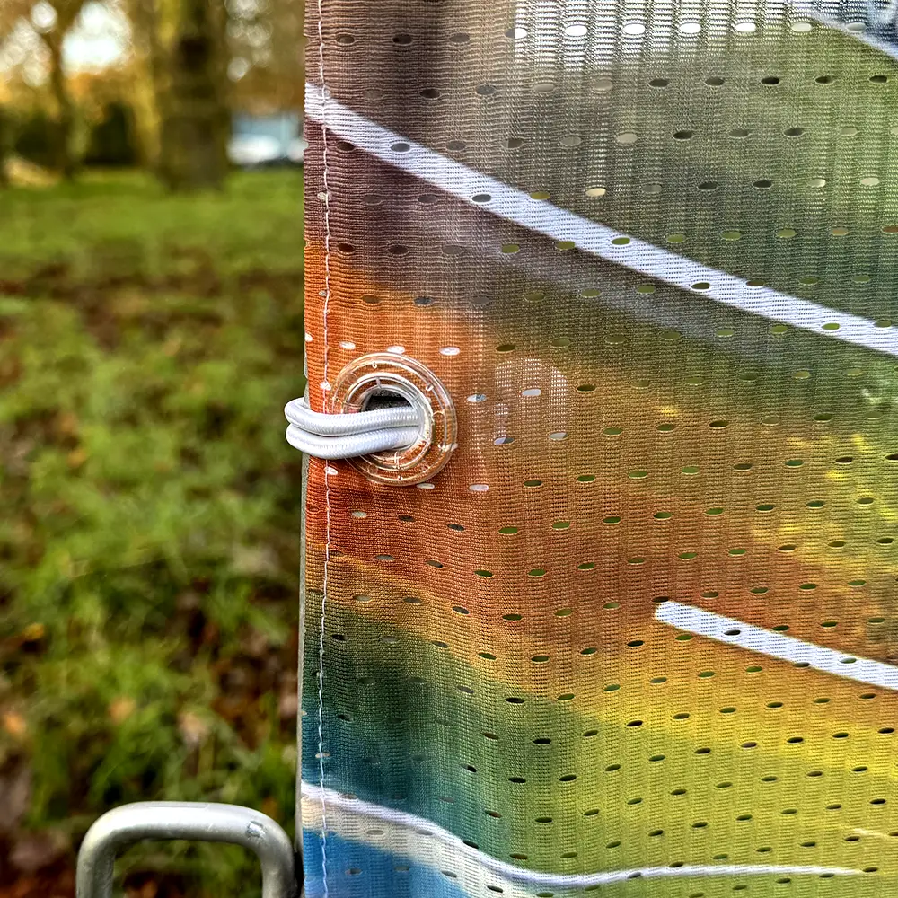 Crowd Barrier Graphic (AirMesh Fabric Jacket, Single-Sided Eyelet and Bungee from Front)