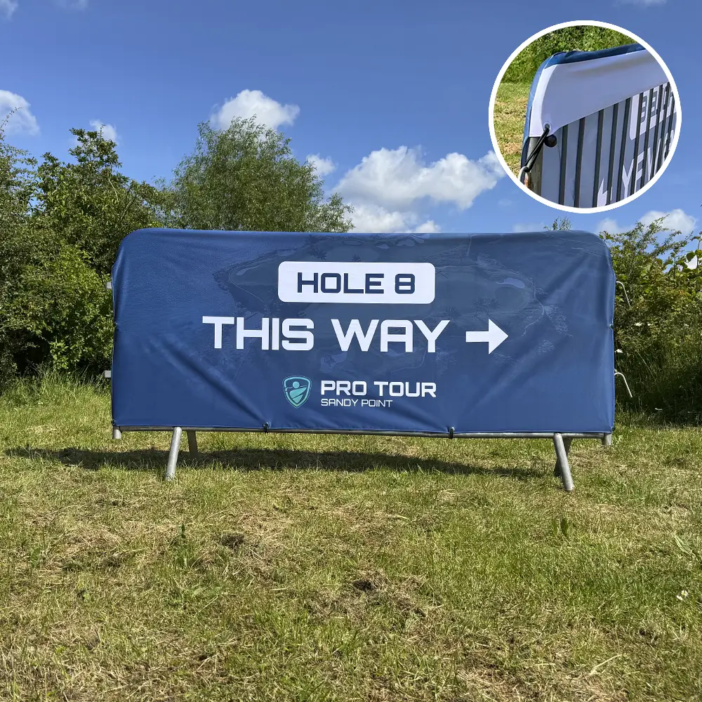 Crowd Barrier Graphic (Fabric Jacket, 2300mm Barrier, Single-Sided, Top-Only Rounded Corners)