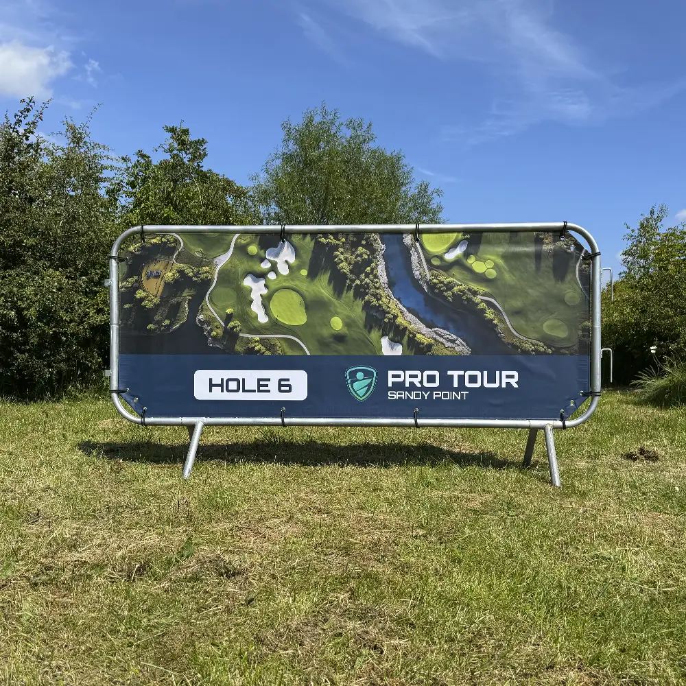 Crowd Barrier Graphic (Standard PVC, 2300mm Barrier, Single-Sided, All Angled Corners)