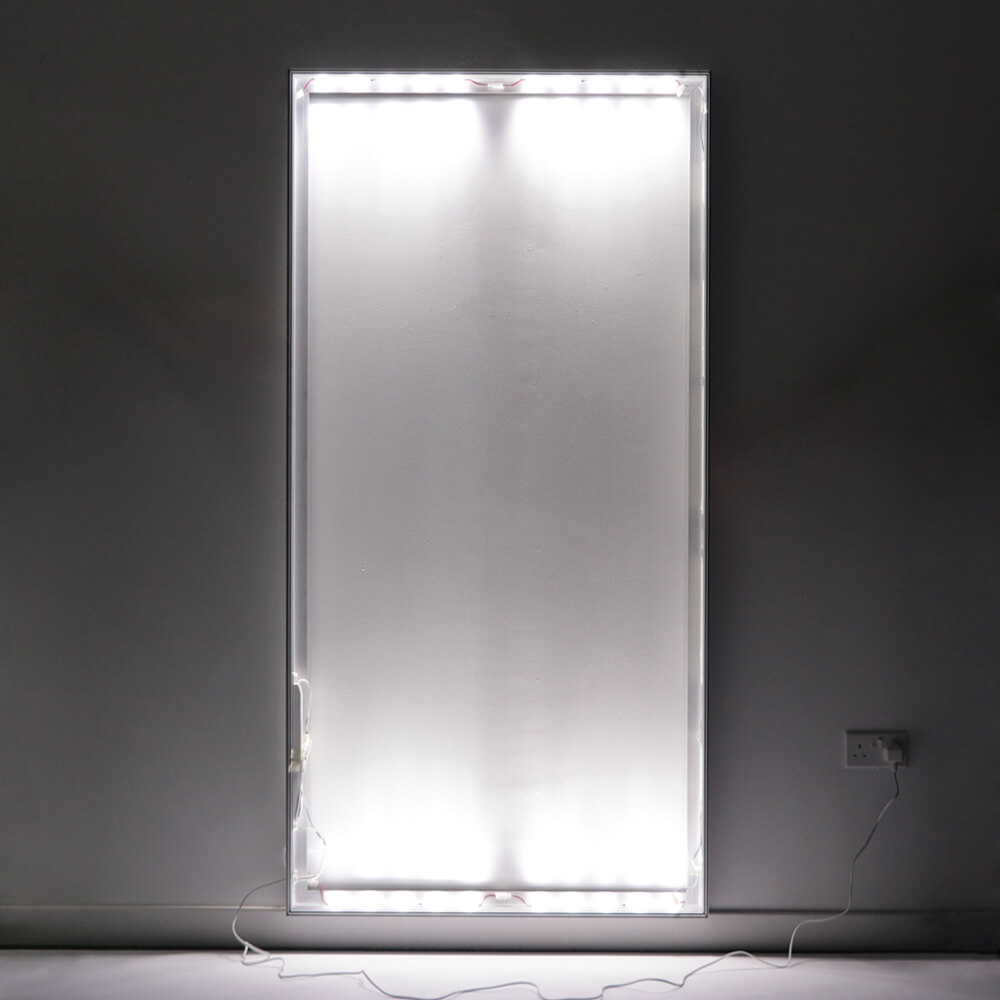 SEG Fabric Standard Wall-Mounted Lightboxes (No Graphic, Dark Room, Lights On)